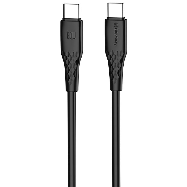 Фото - Кабель Colorway Type-C - Type-C (textured PVC) (PD Fast Charging 60W) 3А 1м Black (CW-CBPDCC094-BK)